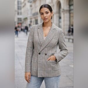 Women Plaid Blazer Jacket Size Small